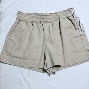 J. Crew Khaki Linen Cotton Blend Elastic-Waist Casual Women’s Shorts - Size S
